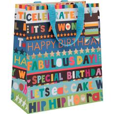 Glick Glick Paper Salad Birthday Blue Stripe Large Birthday Gift Bag