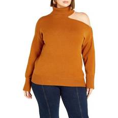 Orange - Turtleneck Sweaters City Chic Cold Shoulder Turtleneck Sweater