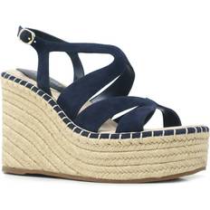 Kenneth Cole New York Women's Espadrille Platform Wedge Sandals Navy- Kid Suede