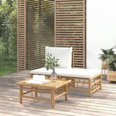 Bambu - Beige Loungeset vidaXL trädgården gräddvita dynor Loungeset