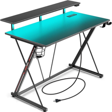 No Gaming Desk with LED Lights - Black