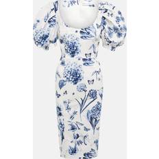 Oscar de la Renta Floral cotton-blend midi dress multicoloured
