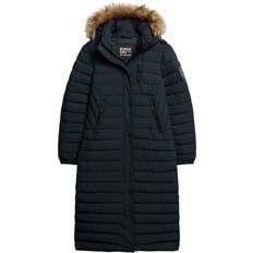 Superdry Fuji Hooded Longline Puffer Coat, Navy