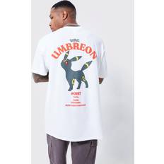 boohooMAN Mens Oversized Pokemon Umbreon License T-Shirt White
