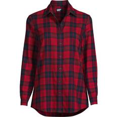 Boyfriend - Vrouw Overhemden Lands' End Long Sleeve Flannel Boyfriend Shirt - Red