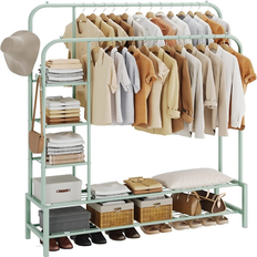 Green Clothes Racks No Double Rods Portable Garment for Clothes Rack