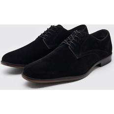 Wildleder Derby boohooMAN Faux Suede Derby - Black