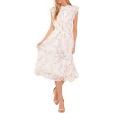 CeCe Women's Smocked-Waist Flutter-Sleeve Midi Dress New Ivory