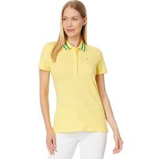 Women - Yellow Polo Shirts Tommy Hilfiger Women's Stripe-Collar Shirt-Sleeve Polo Shirt Yellow