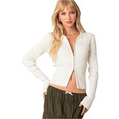 Elastane/Lycra/Spandex Cardigans Edikted Cora Rib Zip Front Cardigan