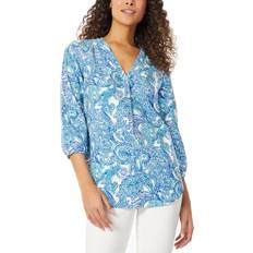 Jones New York Women's Paisley-Print Linen Tunic Top Light Sapphire