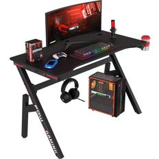 Gaming Accessories BestOffice Gaming Desk Computer 47" Home & Office Extra Large Modern Ergonomic - Carbon Fiber Black