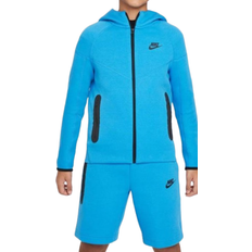 Hoodies Children's Clothing Nike Big Kid's Sportswear Tech Fleece Full Zip Hoodie - Light Photo Blue/Black/Black (FD3285-435)