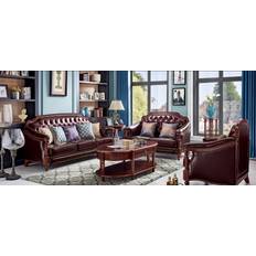 JVMoebel Classic Couches Brown Sofa 220cm 3Stk. 6-Sitzer