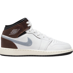 Nike Air Jordan 1 Mid SE GS - White/Black/Sail/Blue Grey