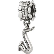 Finest Gold Reflections Saxophone Dangle Bead Pendant - Silver