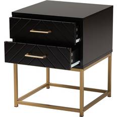 Baxton Studio Inaya Contemporary Black/ Gold Bedside Table 15.7x15.7"