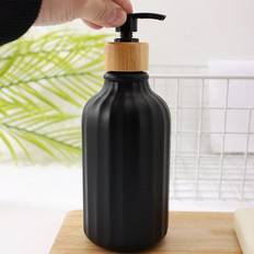 Shein pc Plastic Simple Black Soap Dispenser Type Vertical Striped Shower Gel Dispenser