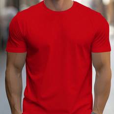 Shein T-shirts Shein Manfinity Men's Solid Color Round Neck T-Shirt