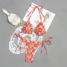 Multicoloured Bikini Sets Shein Flower Printed Metal Ring Bikini Set - Two-Piece