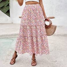 Blommiga Kjolar Shein Women's Floral Print Midi Skirt