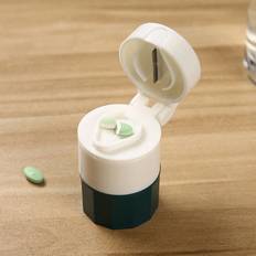 Shein 1pc Multifunctional Mini Green Portable Pill Splitter Box With Storage Compartments And Pill Grinders For Safe And Hygienic Medication Management
