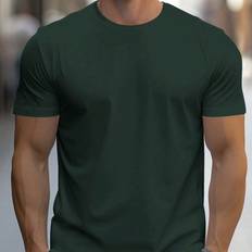 Clothing Shein Men's Plain Solid Color Round Neck Short Sleeve T-Shirt