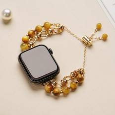 Smartwatch Strap Shein 1pc Women's Beaded Cat Eye Stone Bracelet With Metal Watch Band For Apple Watch Ultra/Se/8/7/6/5/4/3/2/1, Suitable For 38/40/41/42/44/45/49mm