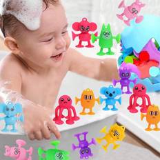 Leksaker Shein 9Pcs/Set Shower Sucker Toy Colorful Soft Puppet Cute Fish Whale Crab Octopus Coral Ocean Animal Sensory Suction Cup Bath Toys Kids Gift Some Parts Ma