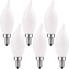 Light Bulbs Luxrite 60-Watt Equivalent E12 Dimmable LED Light Bulbs Torpedo Flame Tip Glass 2700K Warm White 12-Pack