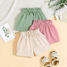Multicoloured Other Sets Children's Clothing Shein Baby Girls Casual Summer Elastic Waistband Solid Color Shorts pcs Outfits Set