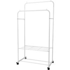 Casters Clothing Storage Newhome Garment White Clothes Rack 31.5x61.8"