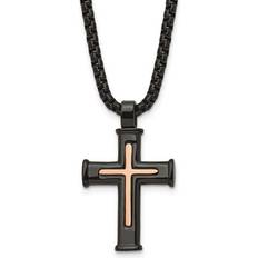 Stainless Steel Necklaces Private Label Stainless Steel Polished IP-Plated 24in Cross Necklace