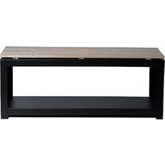 Bancs de Jardin Esschert Design En Acier Avec Siège En Bois - Noir/Beige - L 118 x P 29.5 x H 48 cm Banc de Jardin