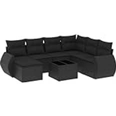 Lounge-Sets reduziert vidaXL 8-tlg Garten-Sofagarnitur mit Kissen Schwarz Lounge-Set