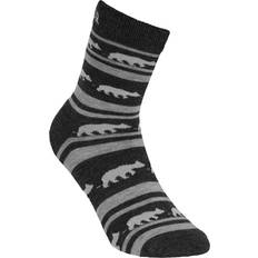 Striped Bear Merino Socks - Dark Grey Melange