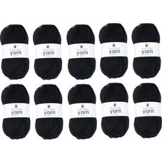 Black Yarn Korbond Twinkle Yarn 10 x 100g Pack Black Black