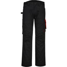 Steel Cap Work Wear Portwest 32R, Black/Red Mens PW2 Work Trousers