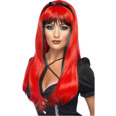 Kostumer Cosplay Hexe Perücke rot/schwarz Zweifarbige Hexenperücke