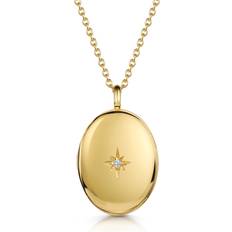 LOVELOX Gold Oval Locket With Clear Crystal