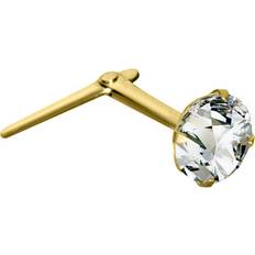 Jewelco London 9ct Gold Crystal Solitaire Claw Set Andralok Hinged Nose Stud 3mm JNS065 One