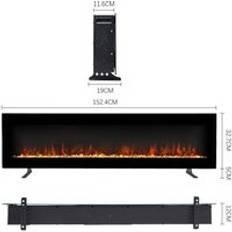 60inch Wall Mount Electric Fireplace Black Size