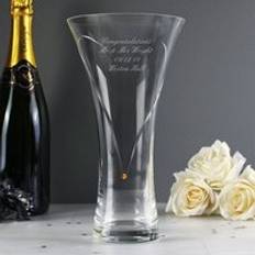 Personalised Memento Company Large Hand Cut Gold Diamante Heart Vase