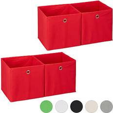 Rouge Boîtes de rangement Relaxdays 4x Boîtes Cubique 30x30x30 cm Rouge Boîte de rangement