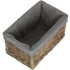 Cotton Baskets RED HAMPER Small Antique Wash Lined Willow Basket