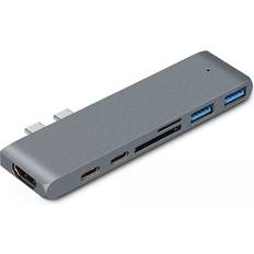 Macbook dockningsstation Nordic 2 to 7 USB-C Dual Monitor Docking Station for MacBook Pro and Air 1xHDMI 4K30Hz 1xThunderbolt 3xUSB-C 5K60Hz 40G 1xUSB-C 100W PD