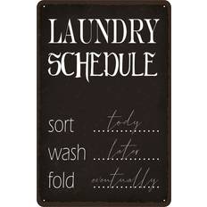 Zwart Wanddecoraties Vianmo Blechschild 12 x 18 cm Laundry Schedule