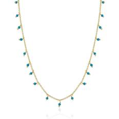 Spero London Beaded Chain Necklace - Gold/Turquoise