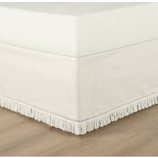 Cache Sommiers Lush Decor Jupe de Lit Franges Boho 38 cm Cache Sommier Blanc (203.2x198.12cm)