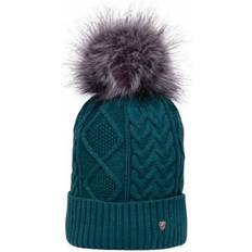 Hy Equestrian Vanoise Bobble Cable Knit Beanie Bottle Green One